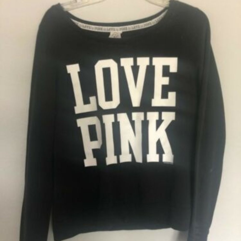 Victoria Secret Pink Black Logo Sweatshirt